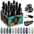 9 Pcs Elegant Soak Off Gel Nail Collection With Base, Glossy & Matte Gel Top Coat, Gel Nail Polish Set DIY Manicure Kit