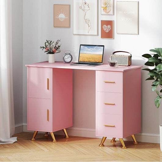 Wooden Manicure Table Nail Desk with Drawers Wrist Rest-Black
