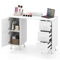 Wooden Manicure Table Nail Desk with Drawers Wrist Rest-Black