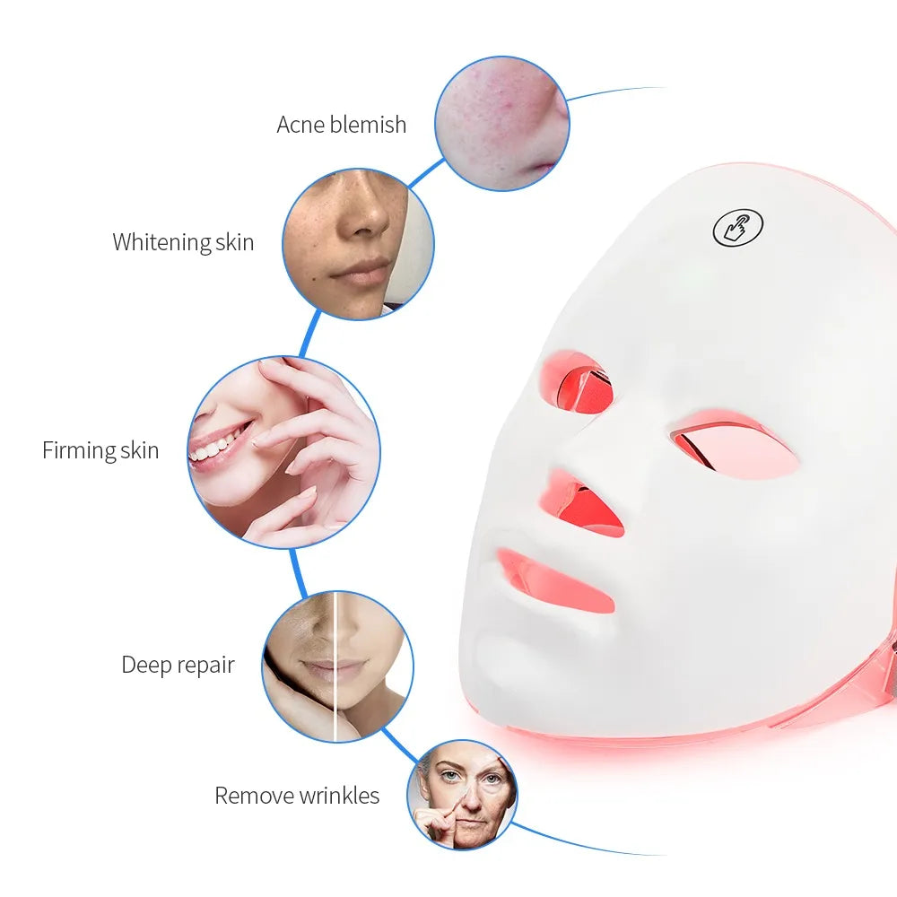 7-Color LED Photon wellness Rechargeable Facial Mask - Skin Rejuvenation & Beauty Device