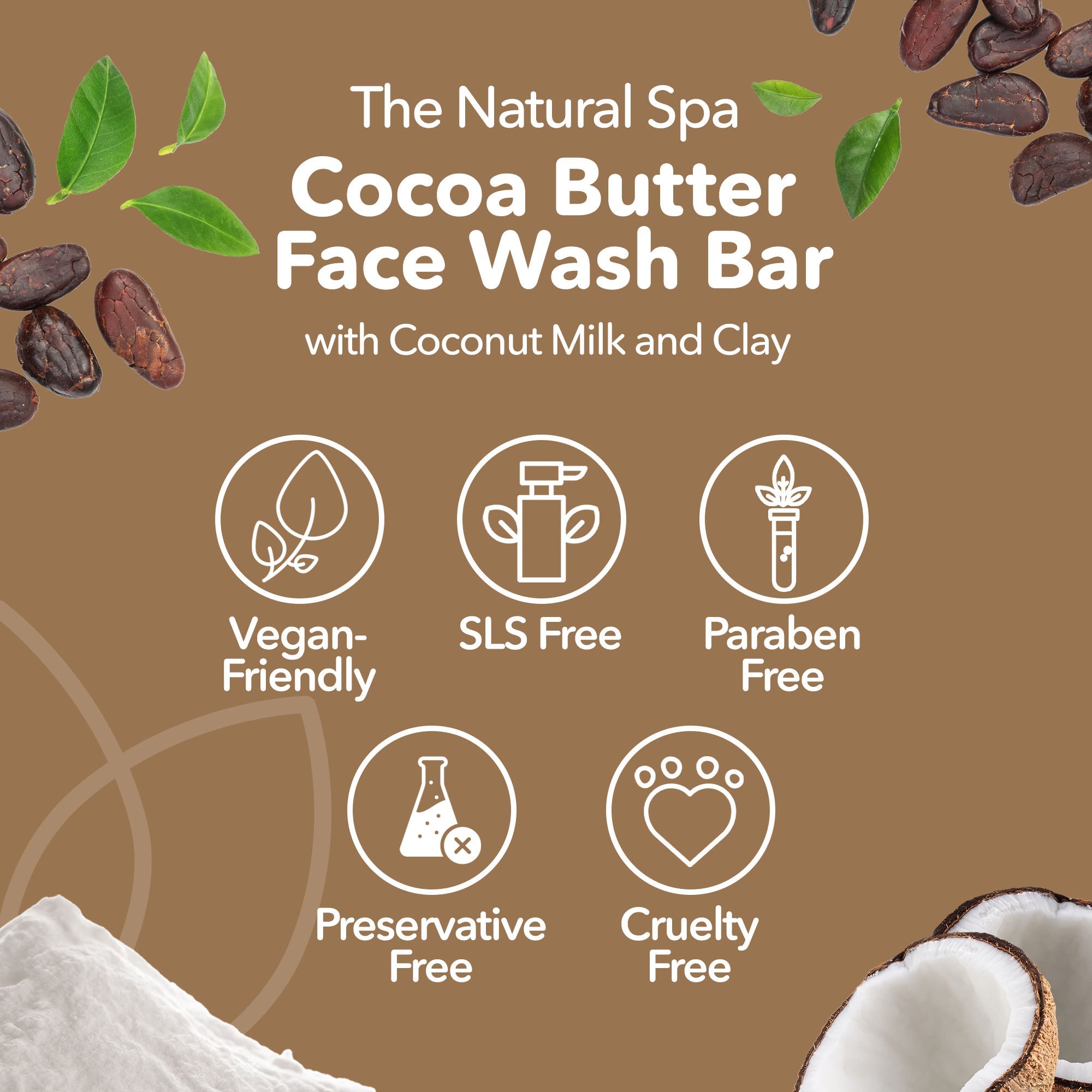Cocoa Butter Face Wash Bar | Fragrance-Free Natural Facial Cleanser | Vegan, Plastic-Free Skincare for Sensitive Skin