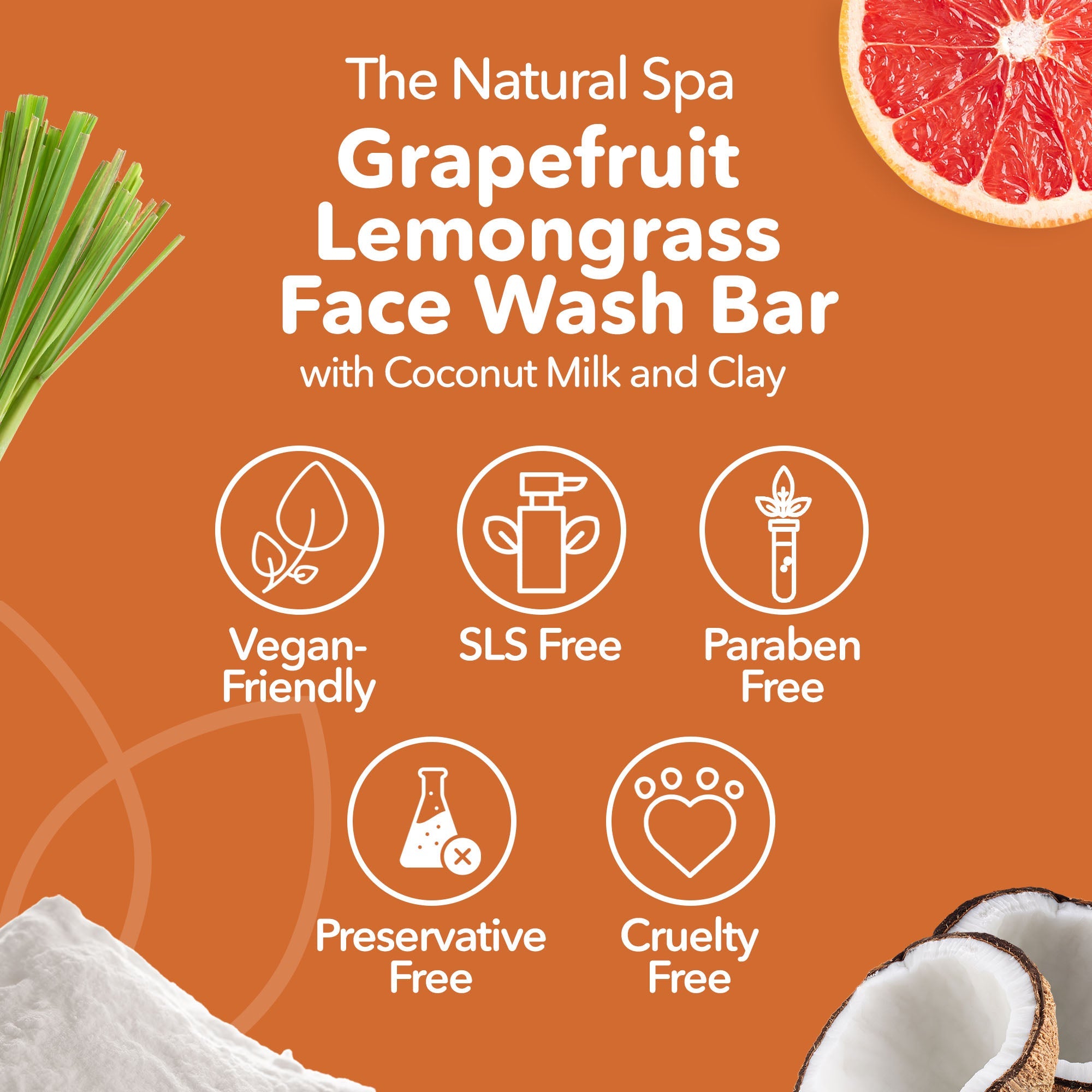 Grapefruit Lemongrass Face Wash Bar | Natural Facial Cleanser for Fresh, Glowing Skin | Vegan, Plastic-Free Skincare