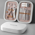 NNEDSZ White 18-Piece Manicure and Pedicure Set - Stainless Steel Nail Clipper Kit | Professional Nail Care Grooming Tools | Compact Portable Case