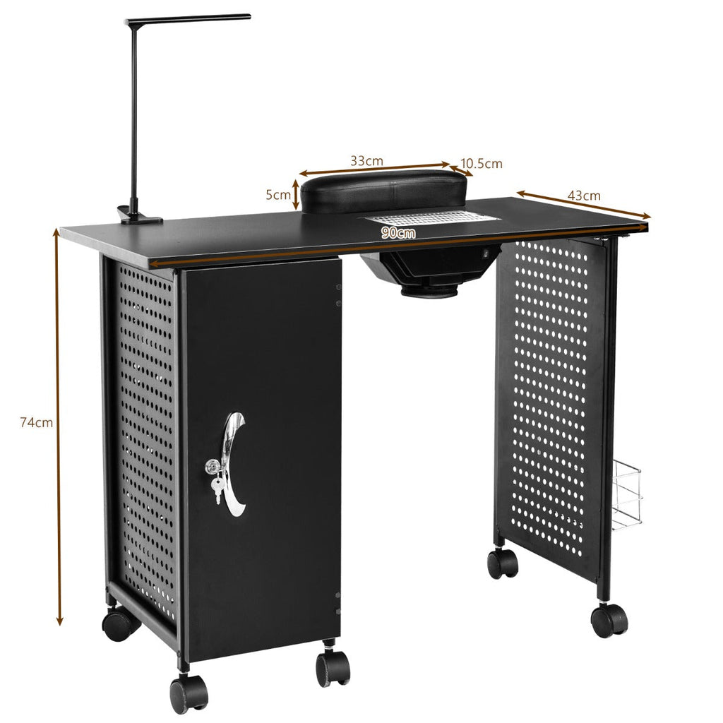 NNECW Manicure Nail Table with 5 Removable Drawers for Salon