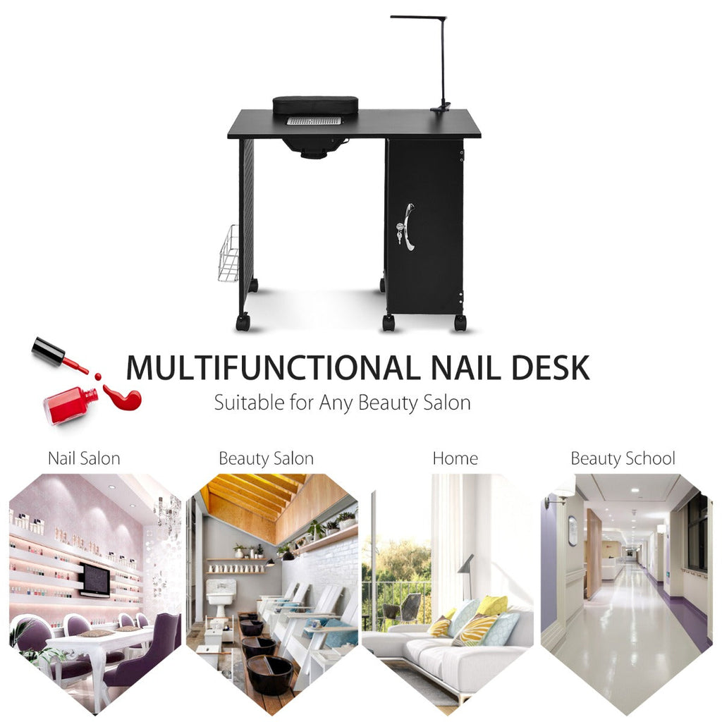 NNECW Manicure Nail Table with 5 Removable Drawers for Salon